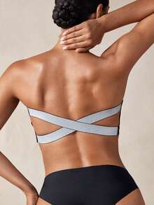 Veilyse Sutiã Sem Alça Feminino com Fechamento Frontal, Sutiã Bandeau Minimalista e Confortável - Preto - Visão 2