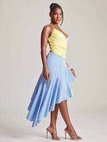NYA SZN Dress Sleeveless Midi Length Two Tone Gingham Plaid Blue Gingham Summer Picnic Vacation Beach Brunch Bridal Shower Outfits For Women Sexy Tropical - Multicolor - View 5