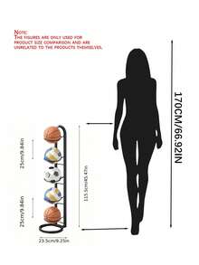 Equipo deportivo y de exterior | Equipo de deportes de equipo (rugby, baloncesto, fútbol, voleibol) - Estante de almacenamiento de rugby, adecuado para dormitorio, garaje y uso doméstico interior - Negro - Ver 3