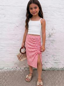 Emery Rose Kids Emery Rose Kids 女童碎花两件套，吊带背心和百褶裙，夏季 - 粉色 - 查看 9