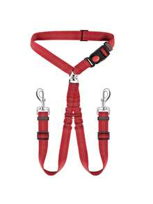 1Pc Adjustable Dual Dog Car Seat Belt, Elastic Retractable Pet Vehicle Safety Leash, Shock Absorbing Travel Restraint For Two Dogs Driving Trip - Multicolor - View 14