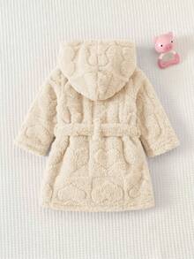 SHEIN 新生兒冬季舒適長袖連帽睡袍家居服 - 米色 - 查看 2
