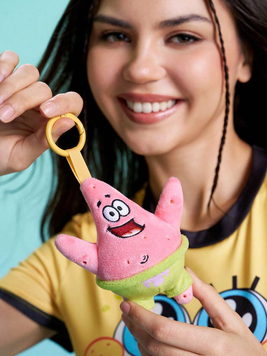 SpongeBob SquarePants | SHEIN 1個卡通娃娃吊飾,可愛時尚,可掛在包包和鑰匙上 - 粉色 - 查看 1