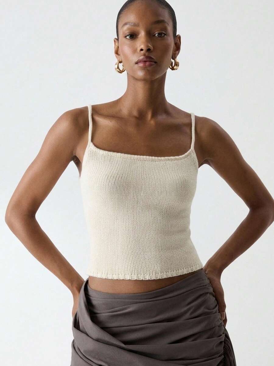 ATUI Studio Rompi Rajut Campuran Wol Kasmir Warna Aprikot untuk Wanita – Pullover Tanpa Lengan yang Lembut, Pakaian Dasar Sehari-hari untuk Pantai Musim Panas, Pesta & Liburan - Aprikot - View 1