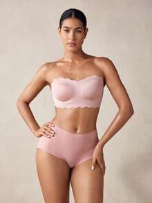 Veilyse Comfortable Strapless Women's Bra, Wireless Backless Design Thin Sports Bralette - Apricot - View 5