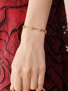 MOTF PREMIUM NEW BRACELET LIGHT LUXURY FASHION NICHE SMALL FOUR-LEAF FLOWER BRACELET SIMPLE TEMPERAMENT HIGH SENSE - Gold - View 1