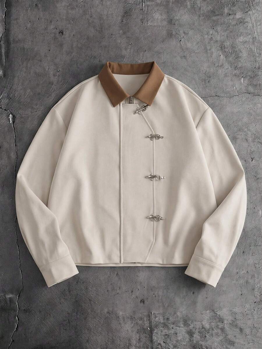 AXEPEAK Men's Long Sleeve Casual Loose Fit Shirt With Airplane Buckle Design - Multicolor - View 1