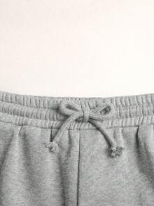 SHEIN 青少年女孩灰色休閒百搭運動寬鬆運動長褲 - 淺灰色 - 查看 3