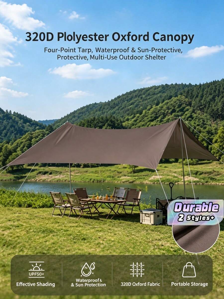 1 Rectangular Waterproof Sunshade With Arc Edge Design, 90% UV Blocking Rate, Heavy-Duty Shade Canopy For Courtyard, Balcony, Terrace, Backyard, Frontyard, Courtyard, And Pavilion. Sunshade Sail, Courtyard Sun Protection, Outdoor Sunshade - Multicolor - View 1