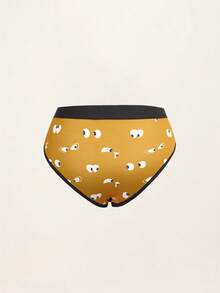 SCOOBY-DOO X SHEIN 女款字母卡通印花撞色細肩帶背心與三角內褲休閒日常內衣套裝 - 棕色 - 查看 6