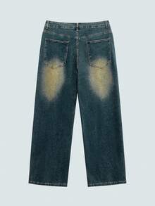 Modcrash Jeans de mezclilla desgastados y lavados para hombres de talla grande, estilo casual de calle universitaria - Azul - Ver 4