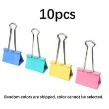 10PCS, Metal Pigeon Tail Paper Clip, 51Mm Loop Clip, Black Clip, Office Stationery Book Clip - Multicolor - View 7