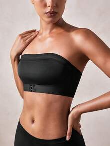Veilyse Women's Strapless Front Closure Nude Seamless Padded Bralette, Removable Cups, Comfortable Wireless Tube Top Bra, Lifting And Shaping - Black - View 6