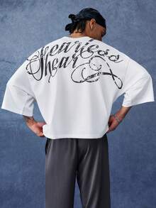 PAVTROS Camiseta casual versátil de uso diario con estampado de letras para hombre - Blanco - Ver 5