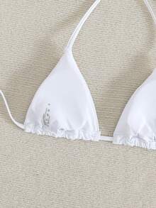 Elavelle Summer Beach Halter Bikini Top - White - View 7