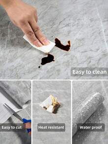 SHEIN 1 Buah Stiker Tahan Air dan Minyak Motif Marmer Abu-abu untuk Dapur, Stiker Dinding Dekorasi Kamar Mandi Perekat Diri Mengkilap, Stiker Dinding Dekorasi Rumah, Stiker Dinding Renovasi Tahan Lembap Motif Marmer untuk Meja dan Kompor, Gulungan Wallpaper Motif Marmer - Grey - View 2