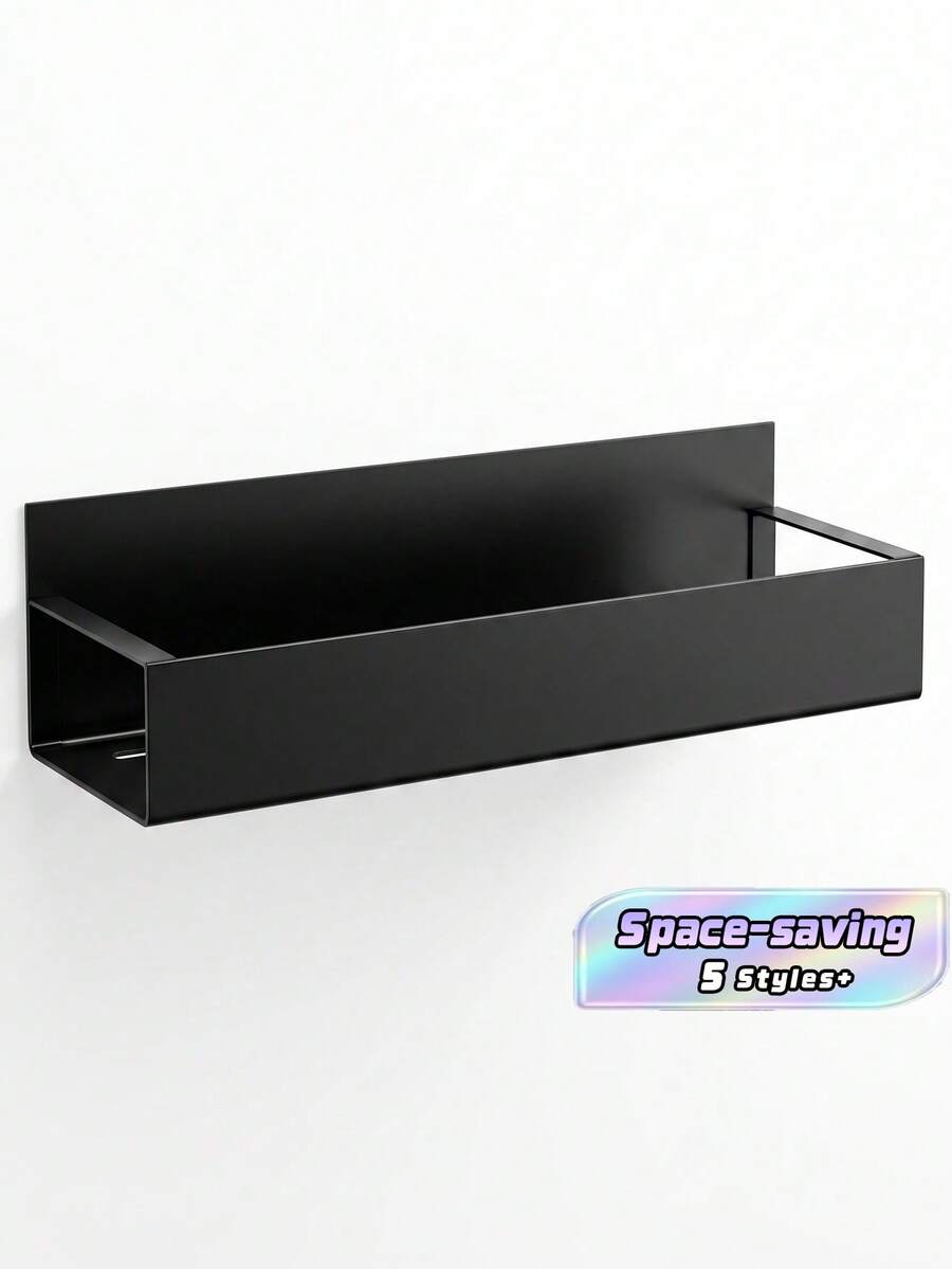 1/2PCS Magnetic Side Storage Rack, Suitable For Refrigerator And Washing Machine - No Drilling Required, Fashionable Black Metal Surface, Wall-Mounted Spice Organizer, Great For Laundry Essentials Bathroom - Multicolor - View 1