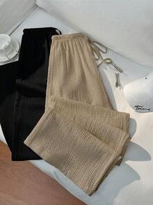 EMERY ROSE Minimalist Casual Commute Versatile Fashion Loose Straight Leg Plus Size Women's Long Pants, Suitable For Summer Wear Fall - Multicolor - View 5