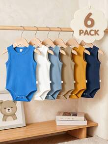 SHEIN Vintaside Kids 男嬰夏季多色無袖連身褲 - 彩色 - 查看 3