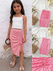 Emery Rose Kids Emery Rose Kids 女童碎花两件套，吊带背心和百褶裙，夏季 - 粉色 - 查看 10