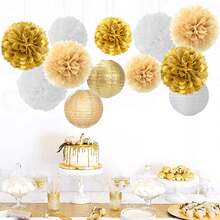 Pastel Rainbow Party Decorations, 15PCS Macaron Tissue Pom Poms & Paper Lanterns, Colorful Hanging Supplies For Birthday, Baby Shower, Classroom & Carnival Themed Parties - View 9