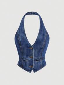 Sweetra 優雅洗練女款牛仔外出套裝 - 深色水洗藍 - 查看 8
