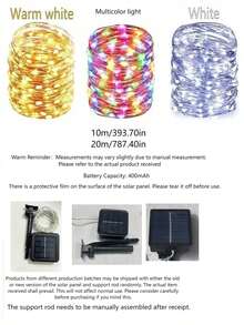 太陽能 LED 戶外防水仙女燈串 聖誕萬聖節裝飾 庭園燈串 派對用品 - 黑與白 - 查看 3
