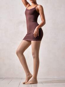 Veilyse 1双女士性感杏色薄丝袜，时尚简约防滑，适合休闲、办公、户外穿着 - 杏色 - 查看 8