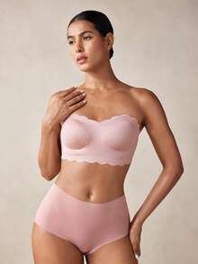 Veilyse Comfortable Strapless Women's Bra, Wireless Backless Design Thin Sports Bralette - Apricot - View 1