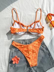 Swim Mod 女款性感細肩帶比基尼泳衣 2 件套 夏季海灘度假適用 - 紅色 - 查看 2