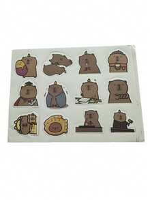 SHEIN 100pcs Cute Capybara Cartoon Stickers, Reusable PVC Stickers, Suitable For Laptop, DIY Accounting, Water Bottles, Luggage, Helmets, Spring Decorations, Asymmetrical Shapes, Applicable To Plastic, Glass, Metal, Ceramic Surfaces (Random Styles) - Multicolor - View 12