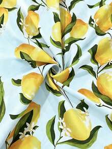 Franclia Plus Size Women's Summer Lemon Pattern A-Line Casual Vacation Lemon Yellow Long Skirt - Multicolor - View 5