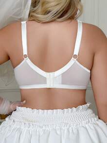 Crystal Vow 1pc Thin Padded Lace Underwire Push-Up Comfortable Basic Plus Size Large Cup Bra - White - View 2
