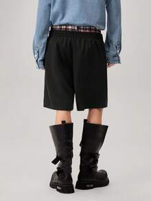 Men's Dual Waistband Design Versatile Shorts - Black - View 3