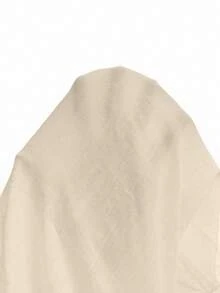 SHEIN Franclia 女款休閒法式風白色亞麻質感垂墜柔軟口袋長褲，春夏款 - 米色 - 查看 3