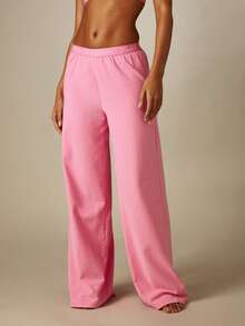 Missguided x Playboy Conjunto Coordenado de Bralette com Logo e Calça Lounge de Perna Larga, Casual Confortável, Ajuste Relaxado para o Dia a Dia, Duas Peças - Rosa chiclete - Visão 4