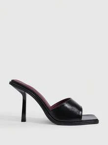 CUCCOO SZL Summer New Belt Wear High-Heeled Women's Slippers - Black - View 2