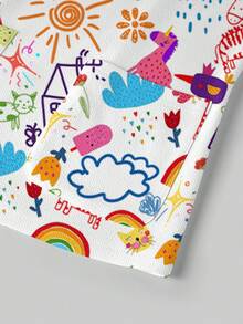 TaskEZ Conjunto de top de manga corta y pantalones de uniforme médico, con estampado de graffiti lindo, adecuado para hospital de mascotas - Multicolor - Ver 9
