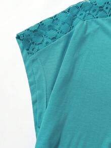 Rusticease Plus Size Summer Casual Lace Patchwork Dress - Blue - View 6