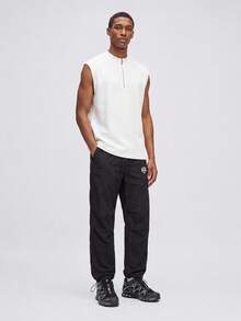 Nelvento Soul Men's Letter Print Drawstring Jogger Pants, Casual Suitable For Daily Wear And Travel, Gym Sports - Black - View 3
