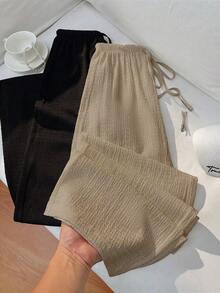 EMERY ROSE Minimalist Casual Commute Versatile Fashion Loose Straight Leg Plus Size Women's Long Pants, Suitable For Summer Wear Fall - Multicolor - View 4