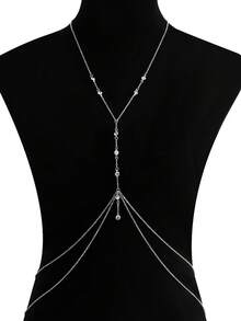 MidnightGlam 1pc Women's Shiny Sexy Lingerie Body Chain Accessory For Beach Wear - Silver - View 5