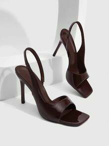 CUCCOO SZL Women's Shoes Fashion Dark Brown Simple Back Strap Stiletto Sandals Suitable For Commuting Dating Vacation Party And Other Occasions To Wear - coffee color - View 1