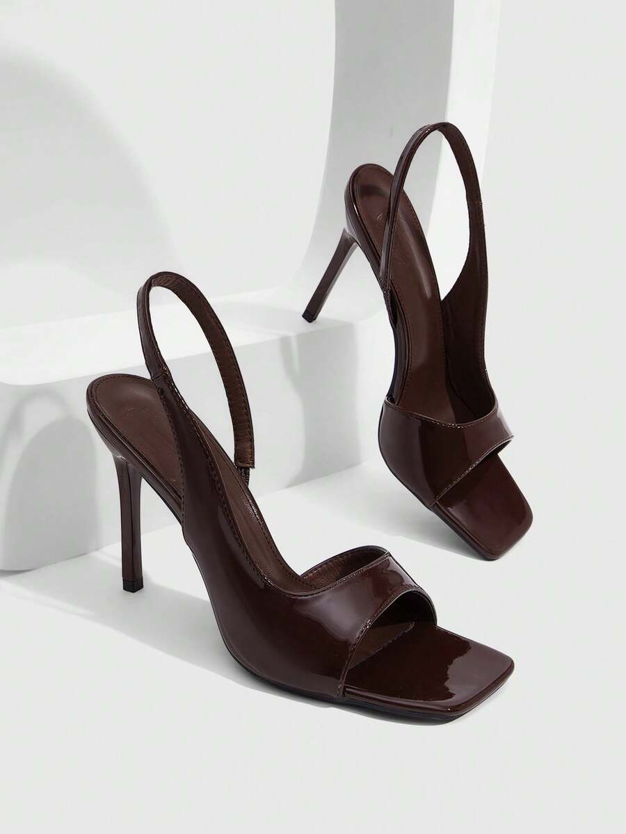 CUCCOO SZL Women's Shoes Fashion Dark Brown Simple Back Strap Stiletto Sandals Suitable For Commuting Dating Vacation Party And Other Occasions To Wear - coffee color - View 1