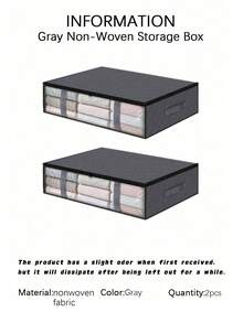 1件/2件/4件裝 耐磨牛津布可折疊拉鍊密封輕量手提深灰色床底收納袋，適用衣櫥、租屋房的多功能家用收納容器 - 灰色 - 查看 12