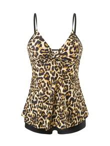Swim Lushoire Tankini de mujer con estampado de leopardo, estampado aleatorio - Multicolor - Ver 7