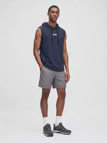 Nelvento Soul Men's Barbell Print Drawstring Hooded Sports Tank Top, Gym - Dark Grey - View 6
