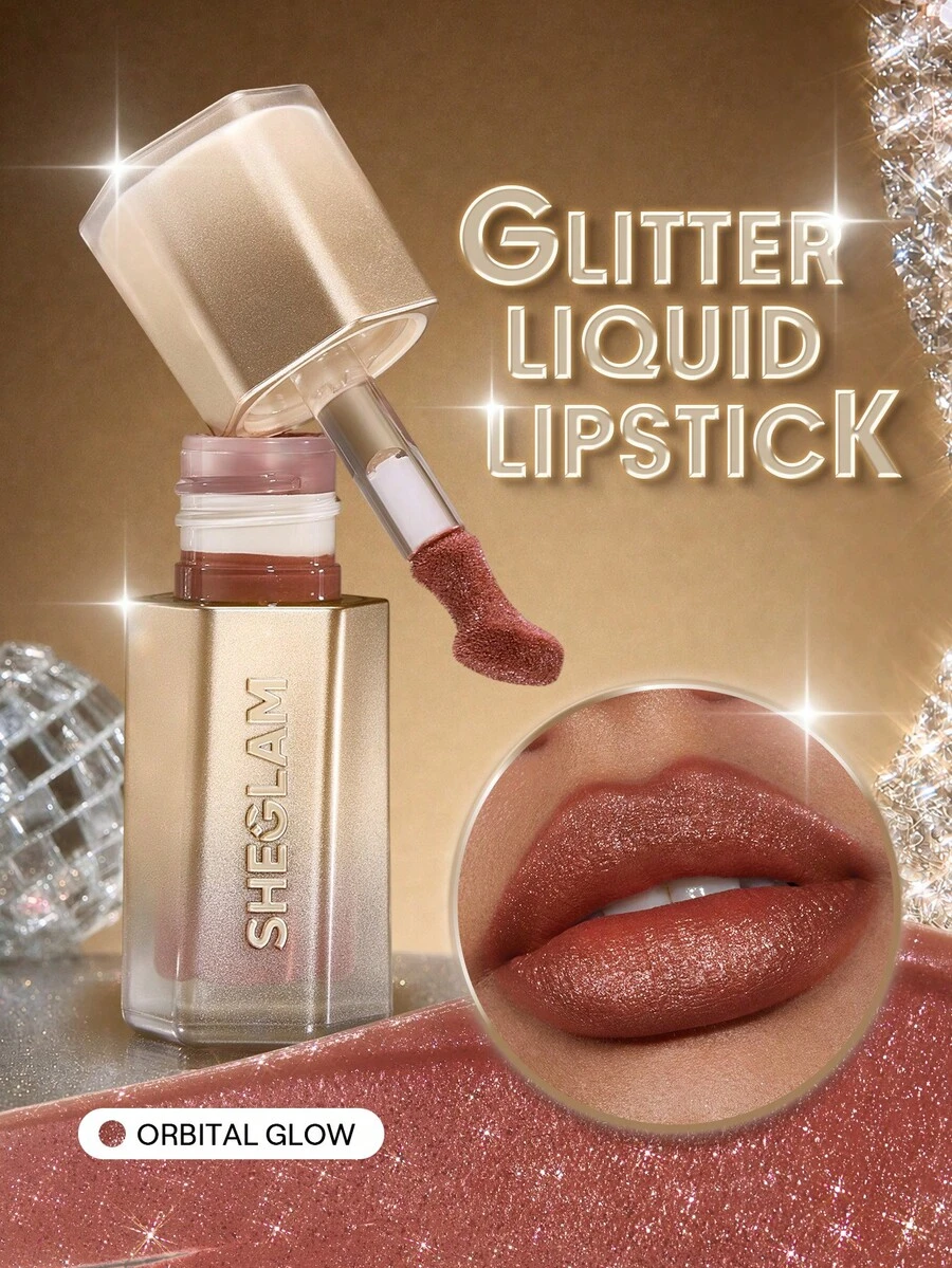 SHEGLAM Stardust Swipe أحمر شفاه سائل بلمعة جليتر-525 Orbital Glow ملمع شفاه لمعة جليتر فورية لمسة نهائية مطفية طويلة الأمد مقاوم للانتقال ومقاوم للتلطيخ ماركة تجميل ومكياج للنساء والفتيات - 525 Orbital Glow - مشاهدة 1