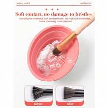 1pc Foldable Silicone Makeup Brush Cleaning Bowl, Multi-Textured Makeup Brush Cleaner, Reusable Beauty Tool Washing Bowl, Deep Cleaning Makeup Brushes - A - View 2