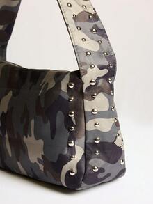 MUSERA 女款女用肩背包、波西米亞包、迷彩圖案、迷彩包、時尚、個性化、簡約、百搭、休閒、街頭、酷、鉚釘、適用於日常、購物(隨機圖案) - 迷彩 - 查看 5